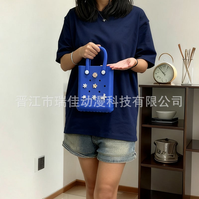 حقيبة إيفا المثقوبة بأسلوب إنستغرام الجديدة، حقيبة يد للمجوهرات، حقيبة شاطئ، حقيبة يد صغيرة محمولة بأسلوب كوري - Image 5